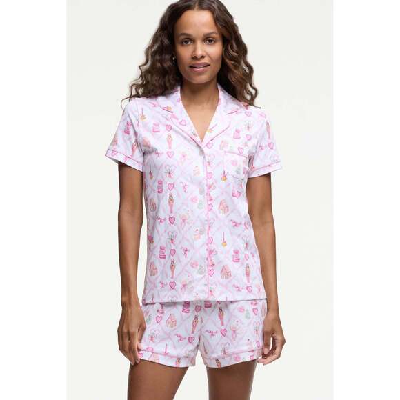 LoveShackFancy x Roller Rabbit Sugarplum Lattice Polo Pajamas Size XS NWT - Picture 2 of 4